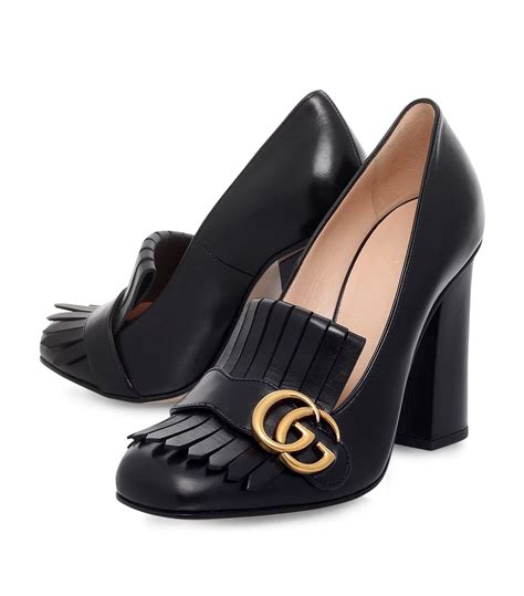 gucci black herls|Gucci marmont fringe heels.